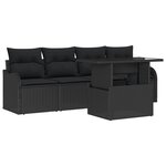 Ensemble de Canapé de Jardin de 5 pièces avec Coussins en Poly Rattan Noir