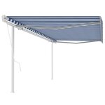 vidaXL Auvent automatique rétractable avec poteaux 5x3 5 m Bleu blanc