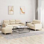 vidaXL Ensemble de canapés 3 Pièces avec coussins crème tissu