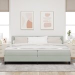 Lit Box Spring vidaXL avec Matelas & Lumière LED Gris clair 200x200 cm Velours