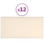 vidaXL Panneaux muraux 12 Pièces Crème 30x15 cm Velours 0 54 m²