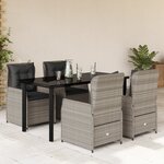 vidaXL Ensemble à manger de jardin et coussins 5 Pièces gris clair rotin