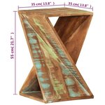 vidaXL Table d'appoint 35x35x55 cm Bois massif de récupération