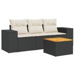 vidaXL Salon de jardin 4 Pièces avec coussins noir résine tressée