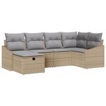 vidaXL Ensemble de canapé de jardin 6 pièces avec coussins Beige Rattan Poly