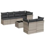 vidaXL Salon de jardin 8 Pièces avec coussins gris clair résine tressée