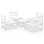 vidaXL Salon de jardin 5 Pièces Blanc Bois de pin massif