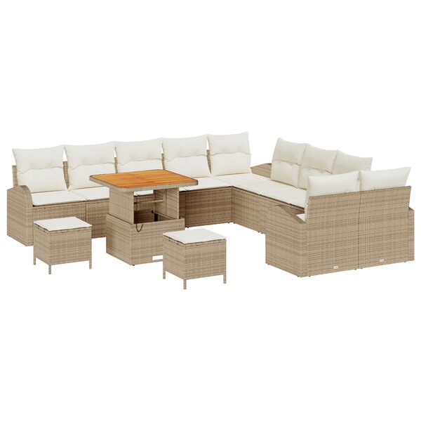 Ensemble de canapé de jardin vidaXL 13 pièces avec coussins beige en rotin synthétique