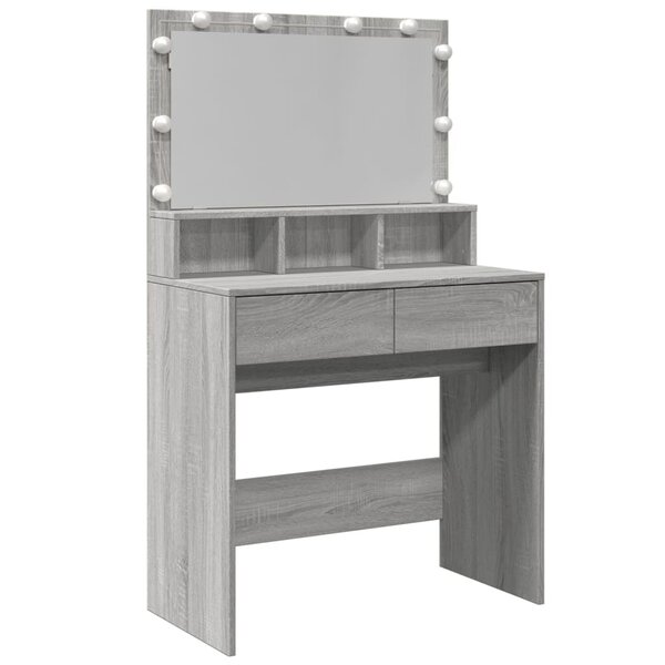 vidaXL Coiffeuse avec LED sonoma gris 80x41x134 5 cm