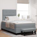 vidaXL Lit avec sommier et banc gris clair 120x200 cm tissu