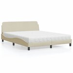 vidaXL Lit avec matelas crème 160x200 cm tissu