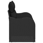 Canapé de jardin 2 places vidaXL avec rangement et coussins en poly rattan noir