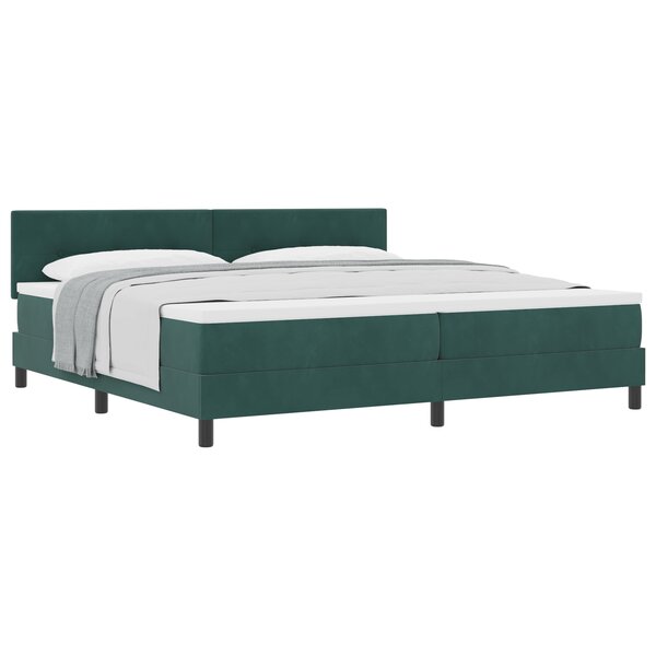 Lit Box Spring vidaXL avec Matelas Vert Foncé 200x200 cm Velours