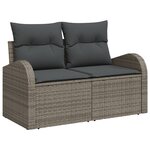 Ensemble de Canapé de Jardin 9 pièces avec Coussins Gris Rattan Poly