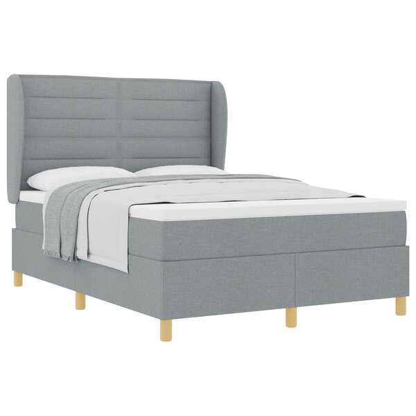Lit à ressort box avec matelas Gris clair 140x200 cm Tissu