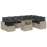 vidaXL Salon de jardin 9 Pièces avec coussins gris clair résine tressée