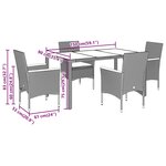 vidaXL Ensemble à manger de jardin et coussins 5 Pièces gris rotin acacia