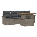 Ensemble de 5 Pièces de Canapé de Jardin avec Coussins en Rattan Poly Gris