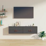 vidaXL Armoires murales 2 Pièces Gris 60x30x30 cm Bois de pin massif