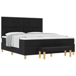 vidaXL Lit Box Spring avec Matelas & Banc Noir 180x200 cm Tissu