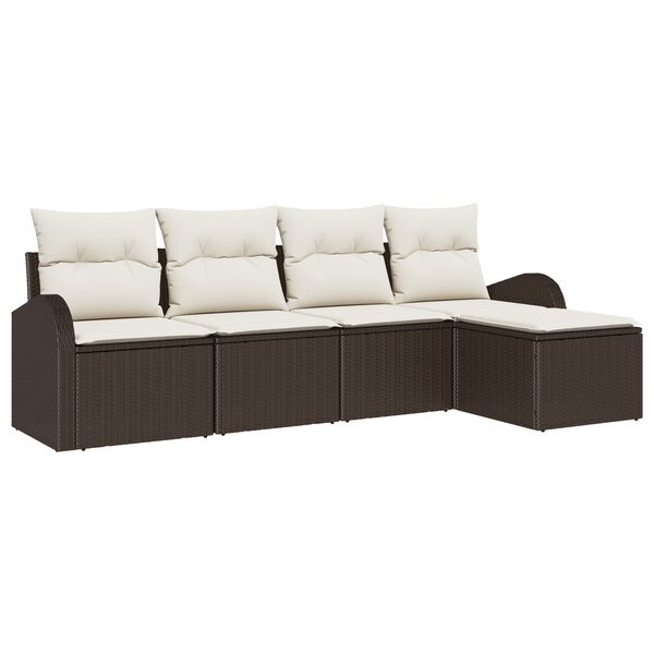 Ensemble de canapé de jardin vidaXL 5 pièces avec coussins Marron Poly Rotin