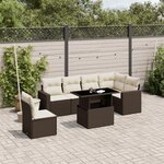 vidaXL Salon de jardin avec coussins 7 Pièces marron résine tressée