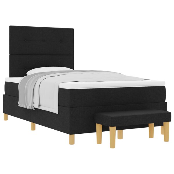 vidaXL Lit à ressorts avec matelas et banc noir 120x190 cm Tissu
