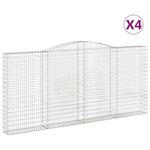 vidaXL Paniers à gabions arqués 4 Pièces 400x30x180/200 cm Fer galvanisé