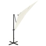 vidaXL Parasol déporté avec mât et lumières LED Sable 250 cm