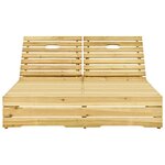 vidaXL Chaise longue double et coussins bleu Bois de pin imprégné