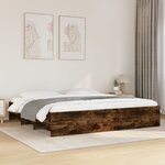 vidaXL Cadre de lit chêne fumé 200x200 cm bois d'ingénierie