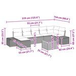 vidaXL Ensemble de canapés de jardin 8 pièces avec coussins Noir Poly Rattan Acacia