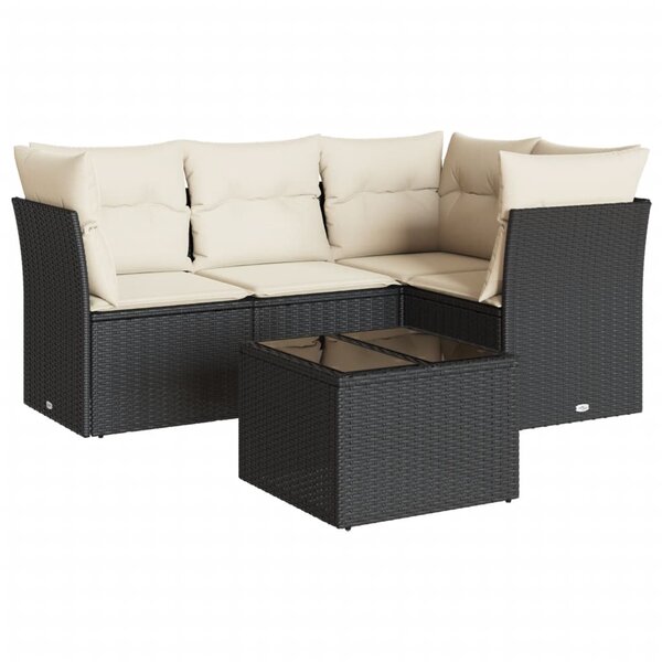 vidaXL Salon de jardin 5 Pièces avec coussins noir résine tressée
