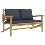 vidaXL Salon de jardin 3 Pièces avec coussins gris foncé bambou
