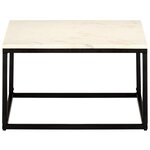 vidaXL Table basse Blanc 60x60x35 cm Pierre véritable texture marbre