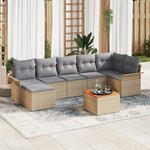 vidaXL Ensemble de canapé jardin 8 pièces avec coussins Beige Poly Rotin Acacia