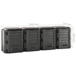 vidaXL Composteur de jardin Noir 1600 L