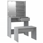 vidaXL Ensemble de coiffeuse avec LED Sonoma gris Bois d'ingénierie