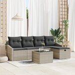 vidaXL Ensemble de canapé de jardin 6 pièces avec coussins gris clair en rattan synthétique