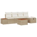 Ensemble de Canapé de Jardin 6 pièces avec Coussins  Poly Rattan Beige