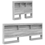 vidaXL Lit bibliothèque gris Sonoma 90x200 cm en bois d'ingénierie