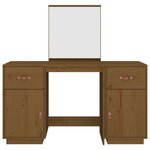 vidaXL Ensemble de coiffeuse et miroir Marron miel Bois de pin solide