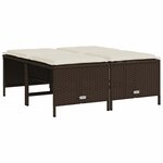 vidaXL Salon de jardin avec coussins 5 Pièces marron résine tressée