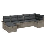 vidaXL Ensemble Canapé Jardin 7 pièces avec Coussins Gris Rattan Synthétique