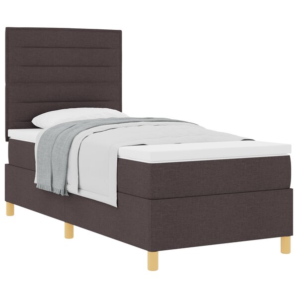 vidaXL Lit à sommier box avec matelas brun foncé 100x200 cm en tissu
