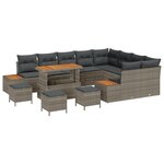 Ensemble de Canapés de Jardin vidaXL 13 Pièces avec Coussins Gris Poly Rattan Acacia
