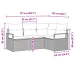 Ensemble de canapés de jardin vidaXL 4 pièces avec coussins gris rotin synthétique