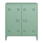 Casier de bureau armoire meuble de rangement pour bureau atelier chambre acier de bureau métallique à 2 portes 90 x 80 x 33 cm vert pastel mat 03_0006342