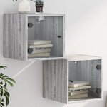 vidaXL Tables de chevet et portes vitrées 2Pièces sonoma gris 35x37x35cm
