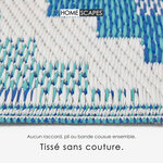 Tapis extérieur terrasse réversible - Tapis de jardin imperméable et résistant UV - Mia - Bleu - 75x200 cm - HOMESCAPES